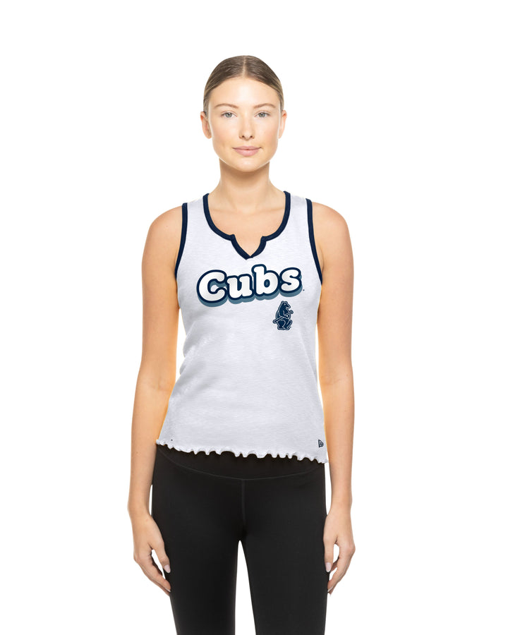 Chicago Cubs 1914 Women's White Notch Tank by New Era Women's Tank Top New Era