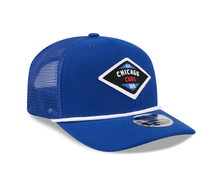 Chicago Cubs Patch Trucker 9SEVENTY Snapback Blue Cap by New Era Caps New Era