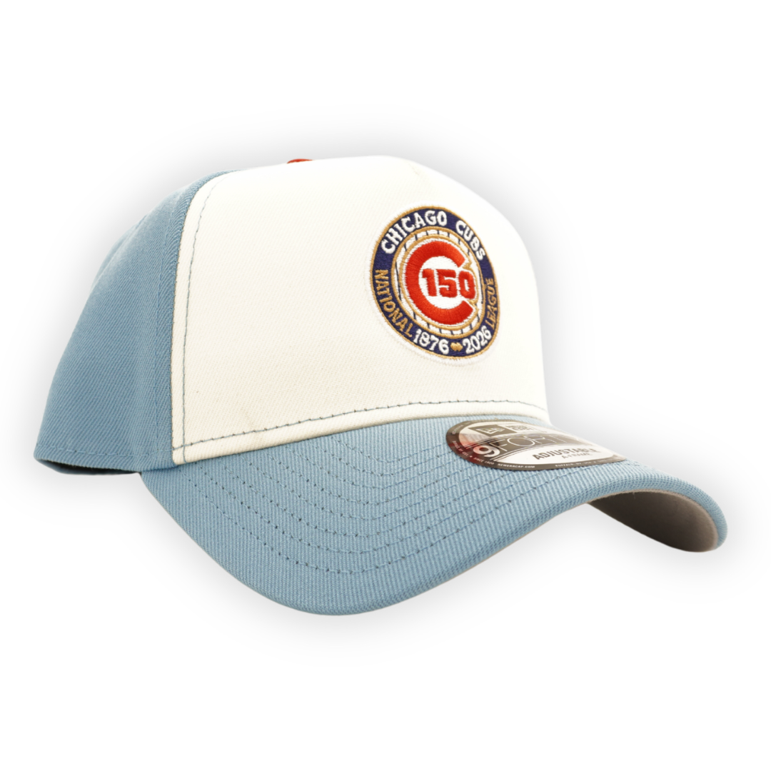 Chicago Cubs 150th Anniversary Chrome Sky Blue 9FORTY Cap by New Era Caps New Era
