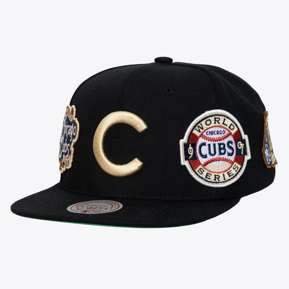 Chicago Cubs All Over Print Snapback Cap in Black by Mitchell & Ness Caps MITCHELL n NESS